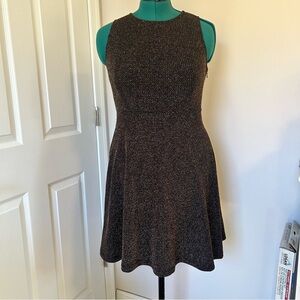 Skies Are Blue Black A-line dress with gold threading size small